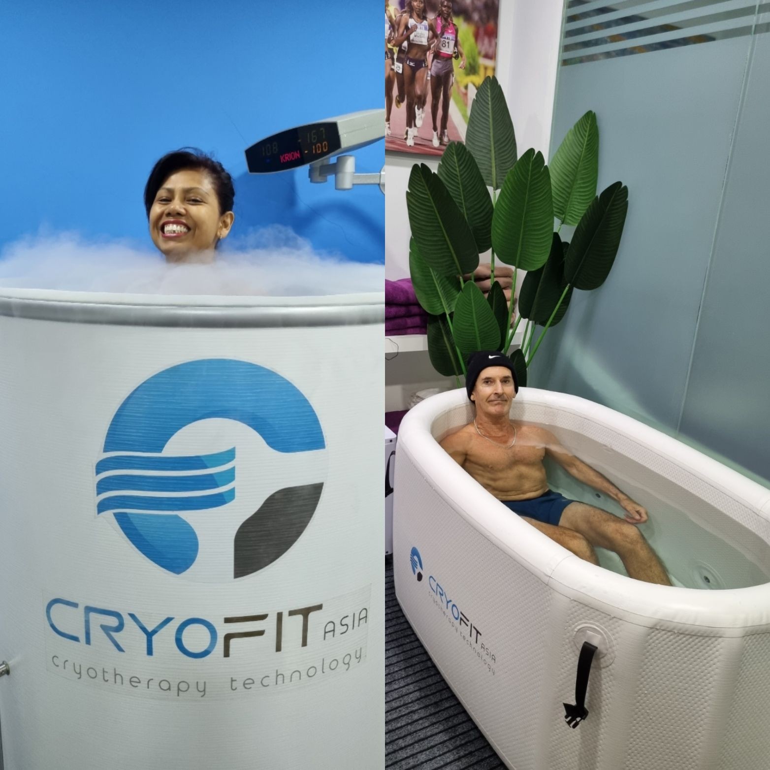 People doing cryotherapy and ice bath